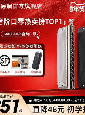 jdr嘉德瑞半音阶口琴12孔C调GM-0648专业演奏初学者学生入门练习