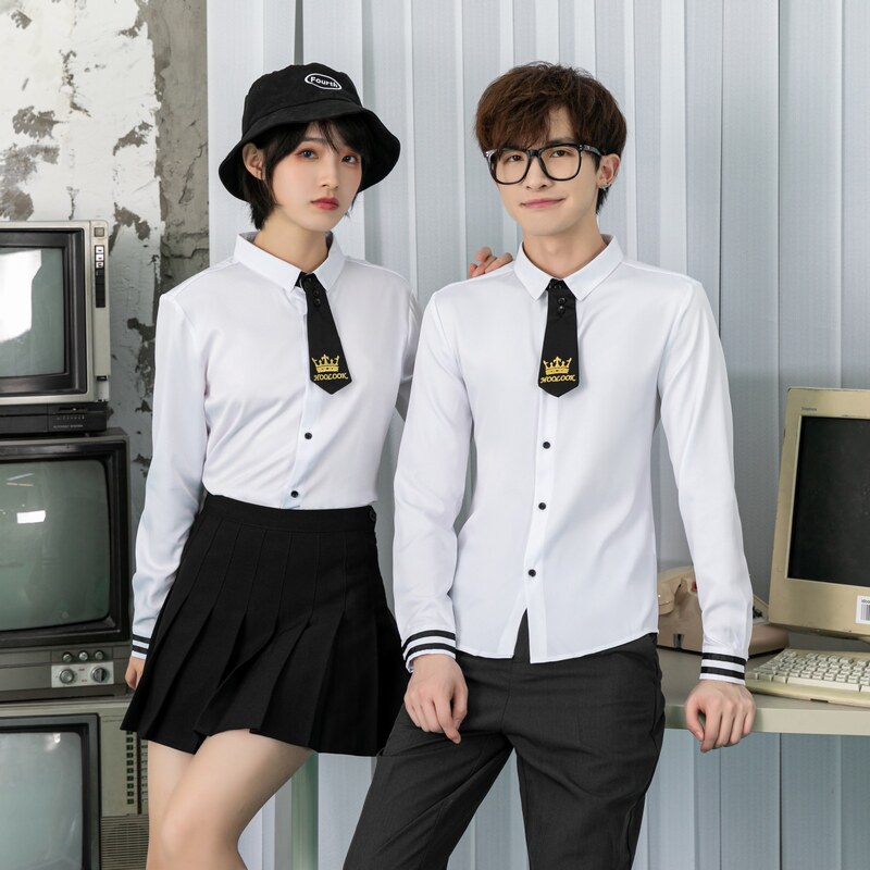 714-D609P45/2025情侣装男女斯文学院风工作制服衬衫学生装S-5XL,男装衬衫,星座714(原C313)