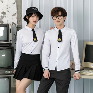 714-D609P45/2025情侣装男女斯文学院风工作制服衬衫学生装S-5XL