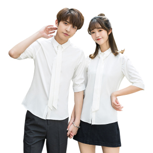 714-D58P45/2025情侣装青少年夏季中袖五分袖衬衫礼服制服S-5XL图片