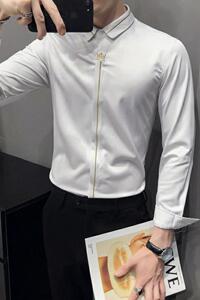 C314-D616P45/自拍店主风2025春季韩版男工作服衬衫潮流衬衣S-5XL图片