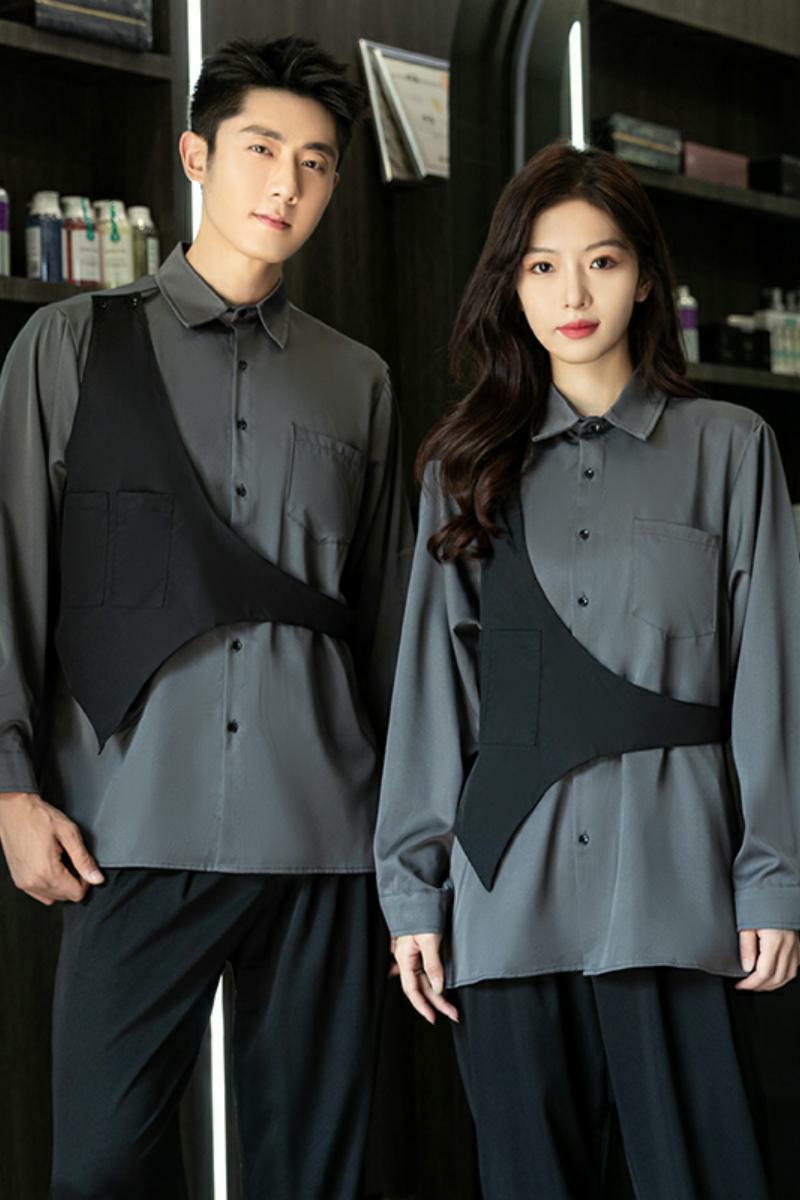 714-H3010P55控75/2025春季男女发型师假两件工作服衬衫夜店衬衣,男装衬衫,星座714(原C313)