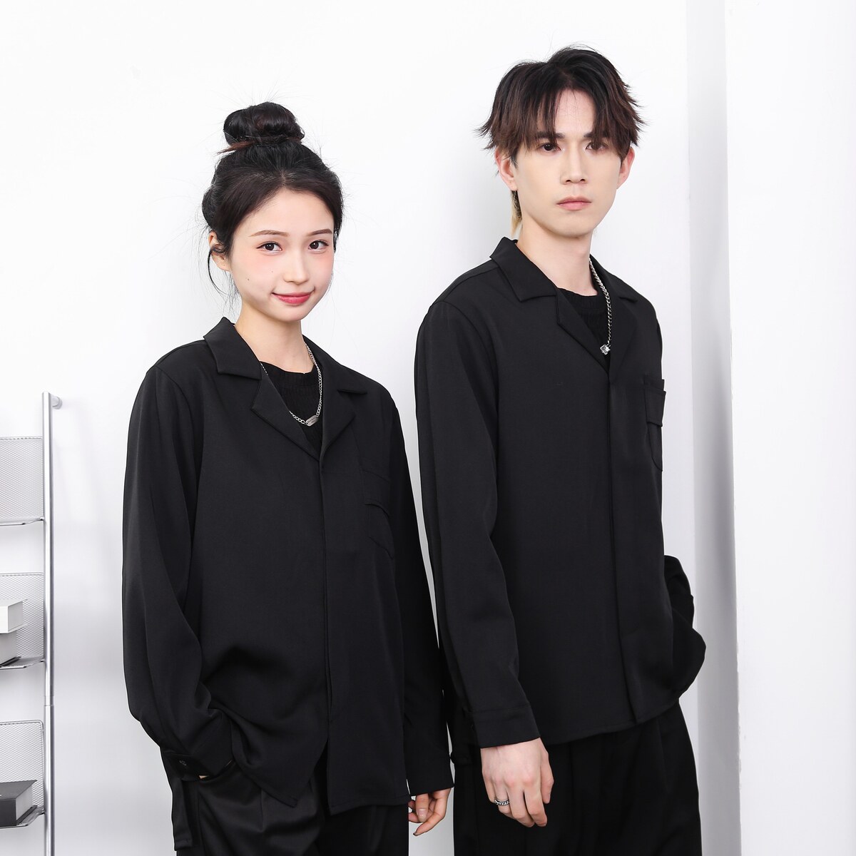 714-H3064P55控79/2025春季新款日系理发奶茶店工作服古巴领衬衫,男装衬衫,星座714(原C313)