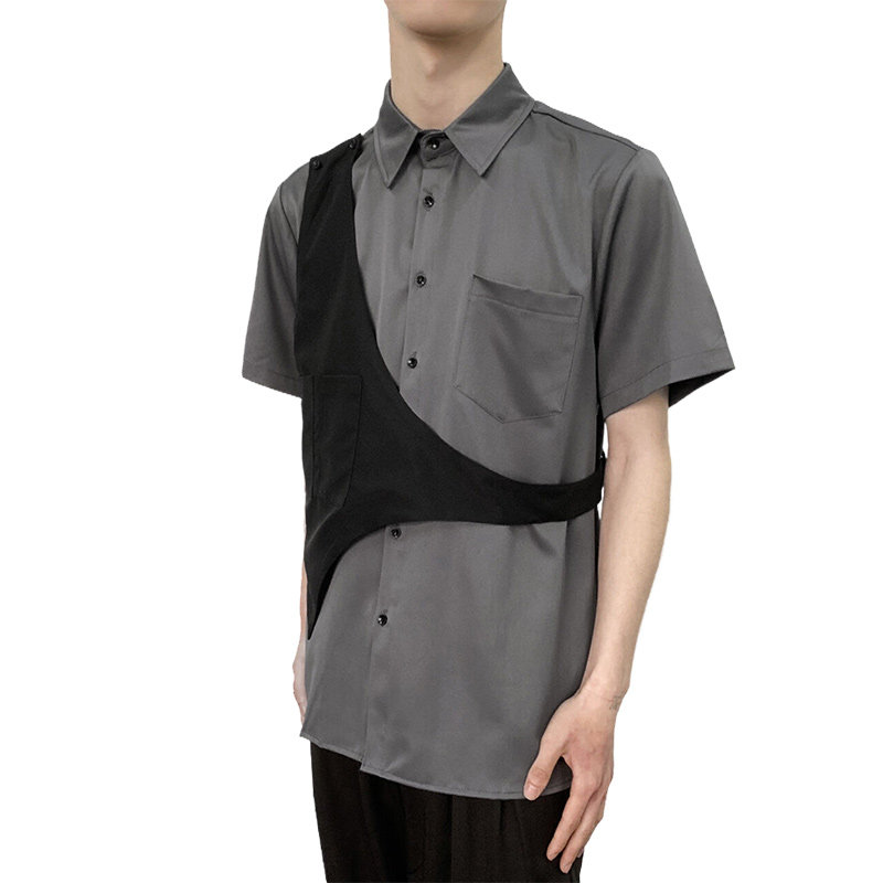 714-H3013P55控69/2025夏季日系发型师衬衫宽松假两件工作服制服,男装衬衫,星座714(原C313)