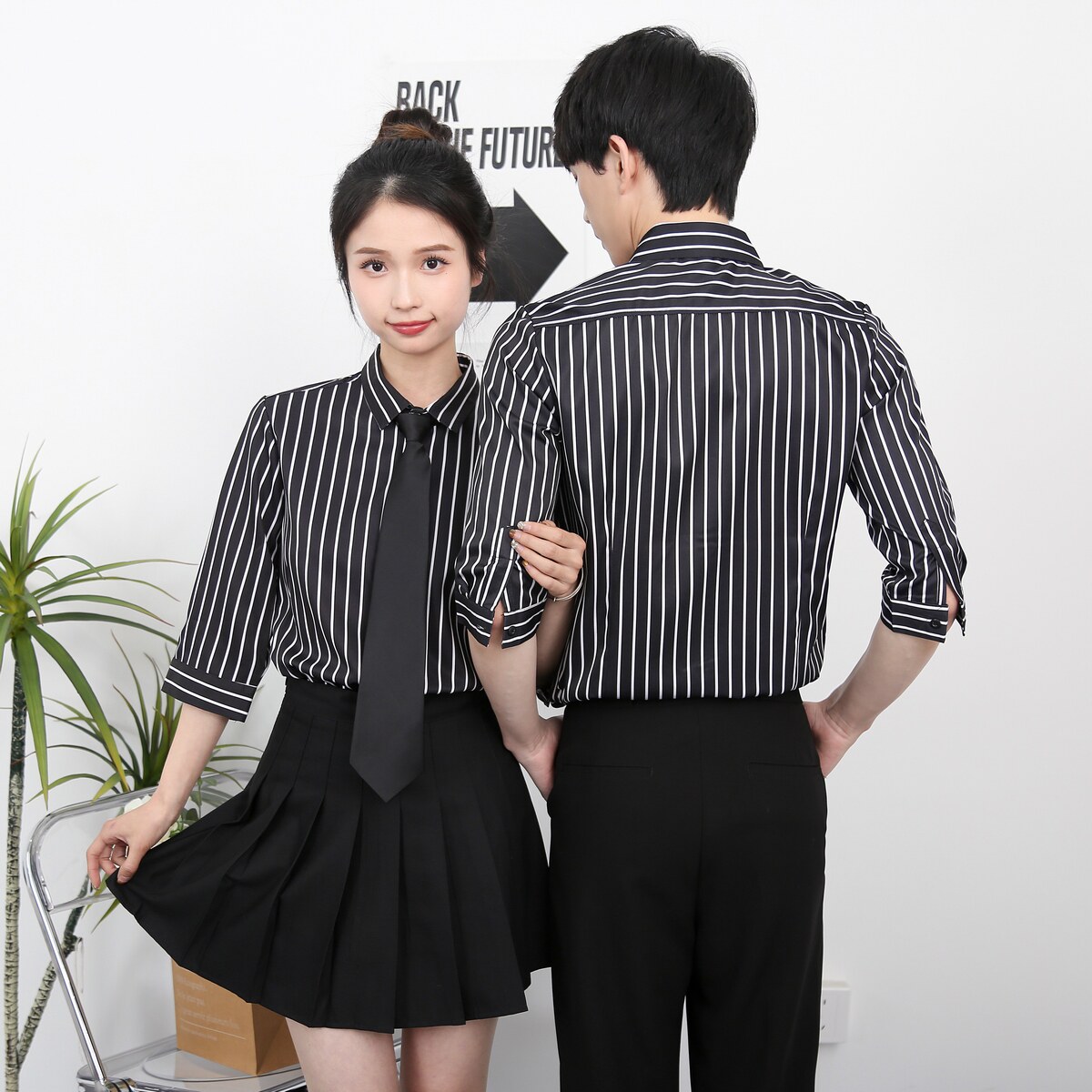 714-5002P45控69/2025夏季五分袖衬衫餐厅奶茶店工作服条纹衬衣,男装T恤,星座714(原C313)