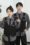 714-H3020P55控79/2025春季宽松马甲假两件发型师娱乐工作服衬衫，男装衬衫，星座714(原C313)