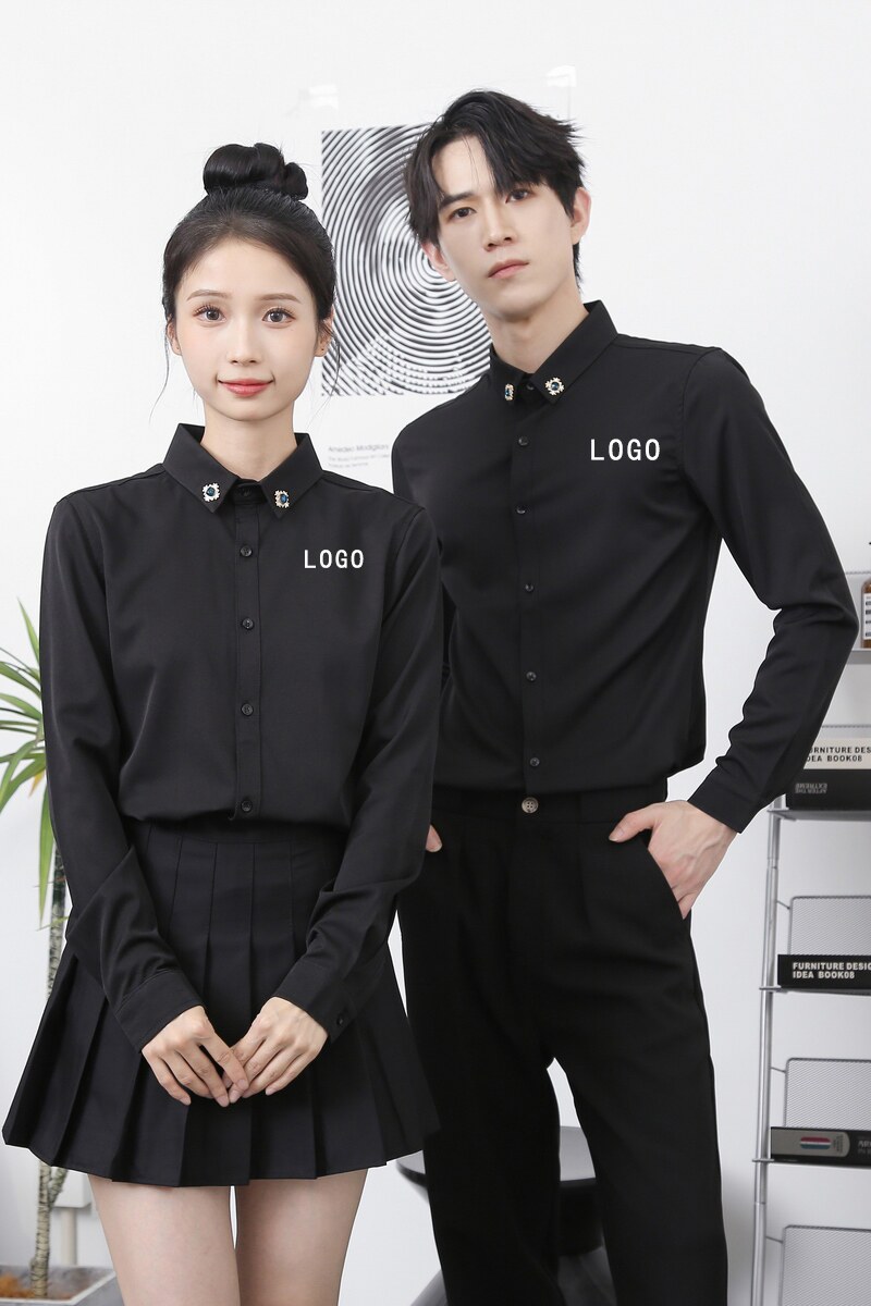 714-D13P35控48/2025秋季衬衫发型师餐厅酒店工作服商务长袖衬衣,男装衬衫,星座714(原C313)
