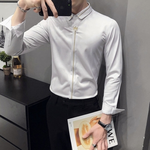C314-D616P45/自拍店主风2025春季男士工作服衬衫发型师酒吧S-5XL图片