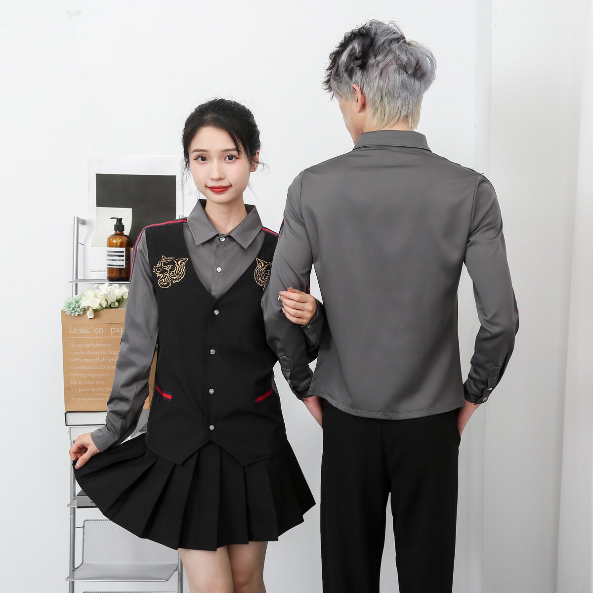 714-H654P55控69/2025春季修身假两件马甲工作服衬衫ktv酒吧制服,男装衬衫,星座714(原C313)