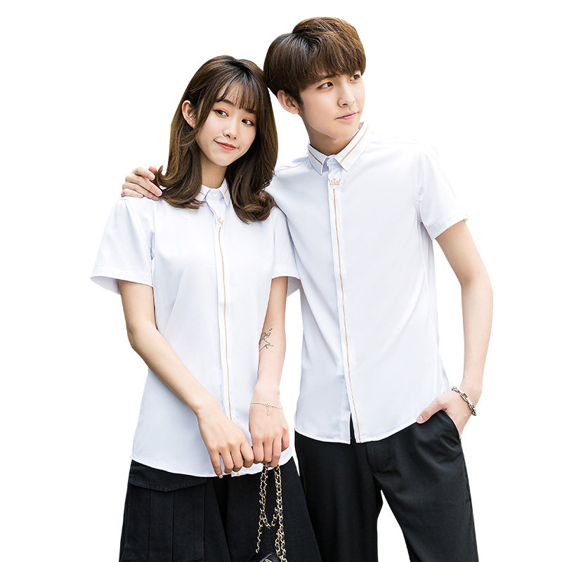 714-C560P40/2025情侣装男女休闲工作短袖衬衫潮流制服衬衣S-5XL,男装T恤,星座714(原C313)