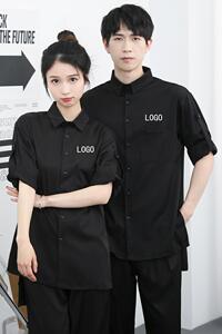 714-F636P50控75/2025新款工作服衬衫日系发型师衬衣潮流制服图片