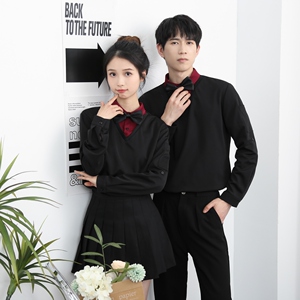 714-D3048P45控69/2025新款男女工作服假两件制服ktv酒吧餐厅制服图片