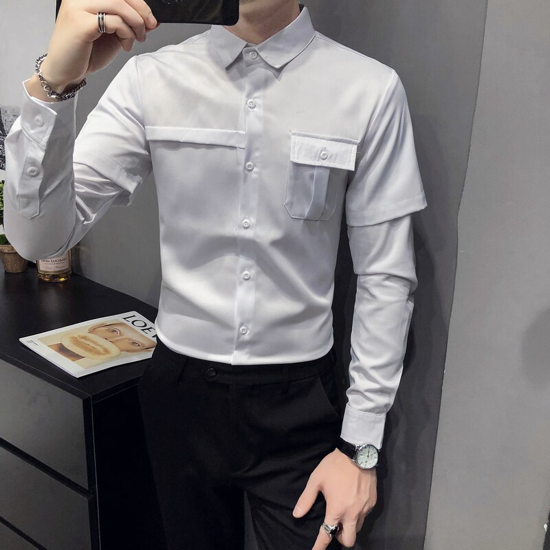 C314-D612P45/自拍店主风2026春季发型师餐厅酒吧工作服衬衫S-5XL，男装衬衫，星座714(原C313)