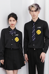 714-C3068P40控59/2025春季长袖衬衫男女餐厅奶茶店ktv酒吧工作服图片