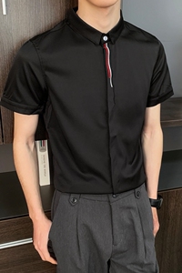 714-9330P35控55/2026夏短袖工作服衬衫修身ktv发型师衬衣潮流装图片