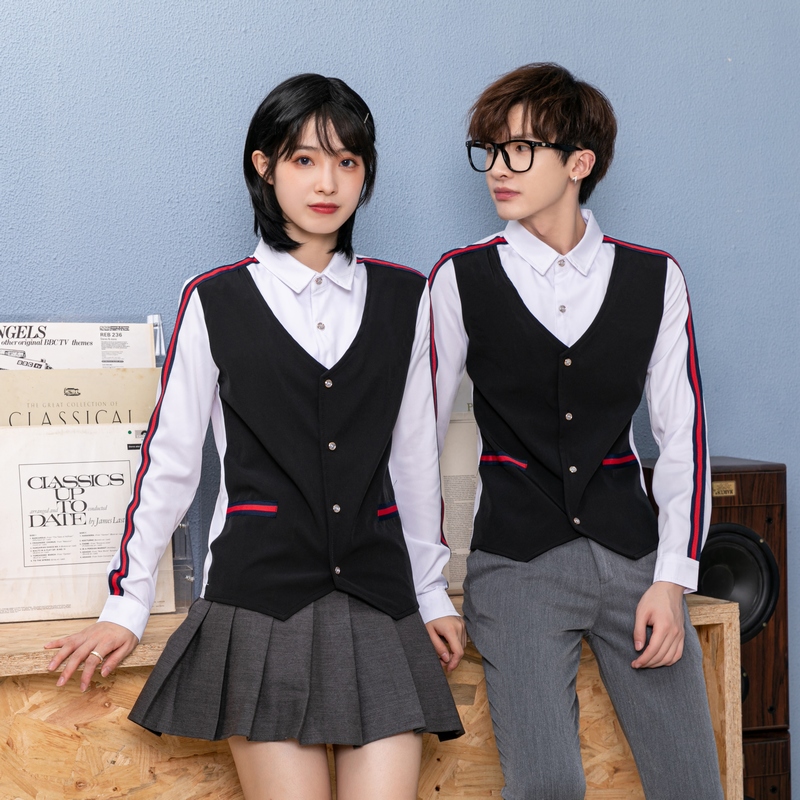 714-H677P55/2025情侣ktv发型师假两件工作服衬衫餐厅制服S-5XL，男装衬衫，星座714(原C313)