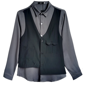714-H657P55单人工作服2025店主风制服衬衣假两件衬衫S-5XL图片