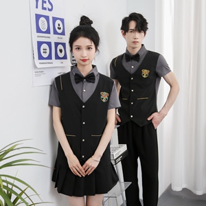 714-H669P55控79/2025新款夏装修身工作服衬衫ktv酒吧台球城制服图片