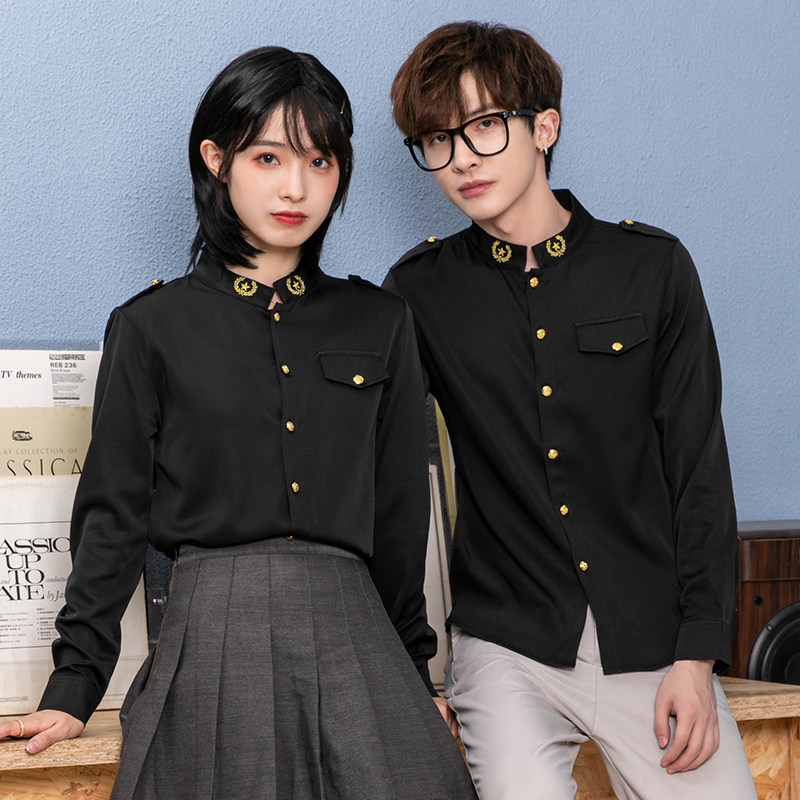 714-D610P45/2025情侣装男女立领衬衫大红色衬衣工作服酒吧S-5XL,男装衬衫,星座714(原C313)