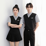 714-D3081P45控69/2025夏季条纹拼接假两件工作服衬衫发型师餐厅，男装衬衫，星座714(原C313)