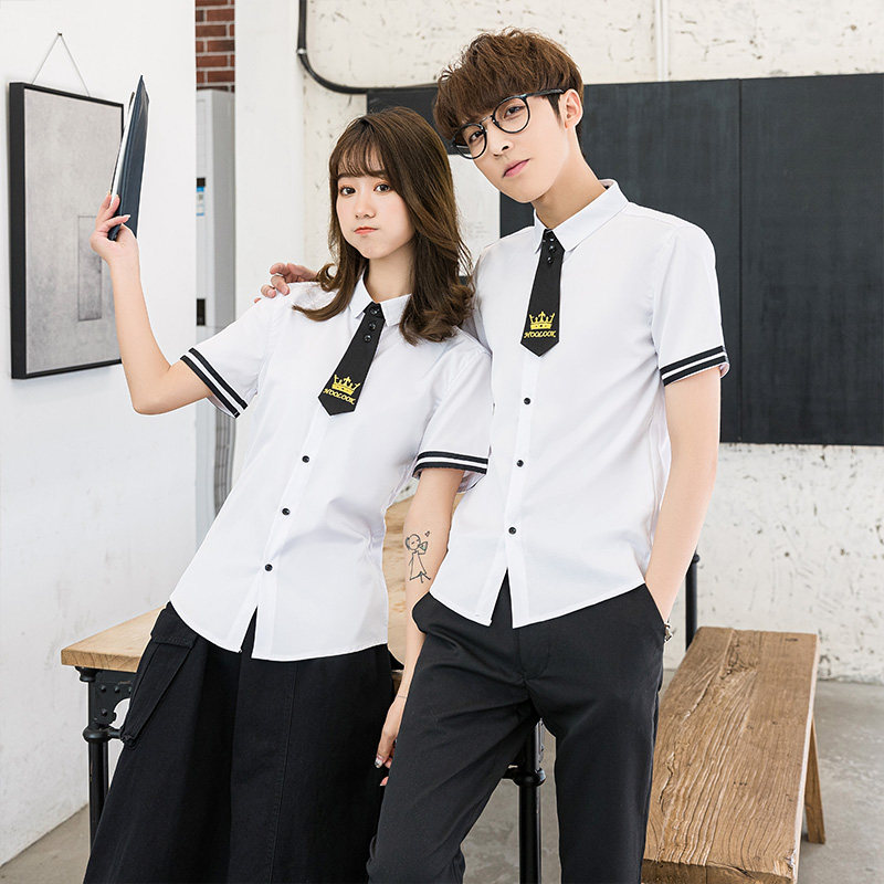714-C630P40/2025情侣装学生服校服班服衬衫领带装饰衬衣潮S-5XL,男装衬衫,星座714(原C313)