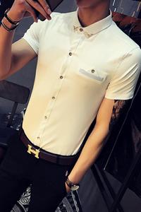 9215/店主风2025夏季男士短袖衬衫工作服衬衣寸衫团体白寸衫P30图片