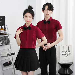 714-Y340P40控59/2025新款夏季短袖衬衫经典礼服工作服发型师夜店图片