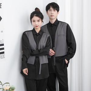 714-H3007P55控79/2025新款男女假两件工作服衬衫logo定制衬衣图片