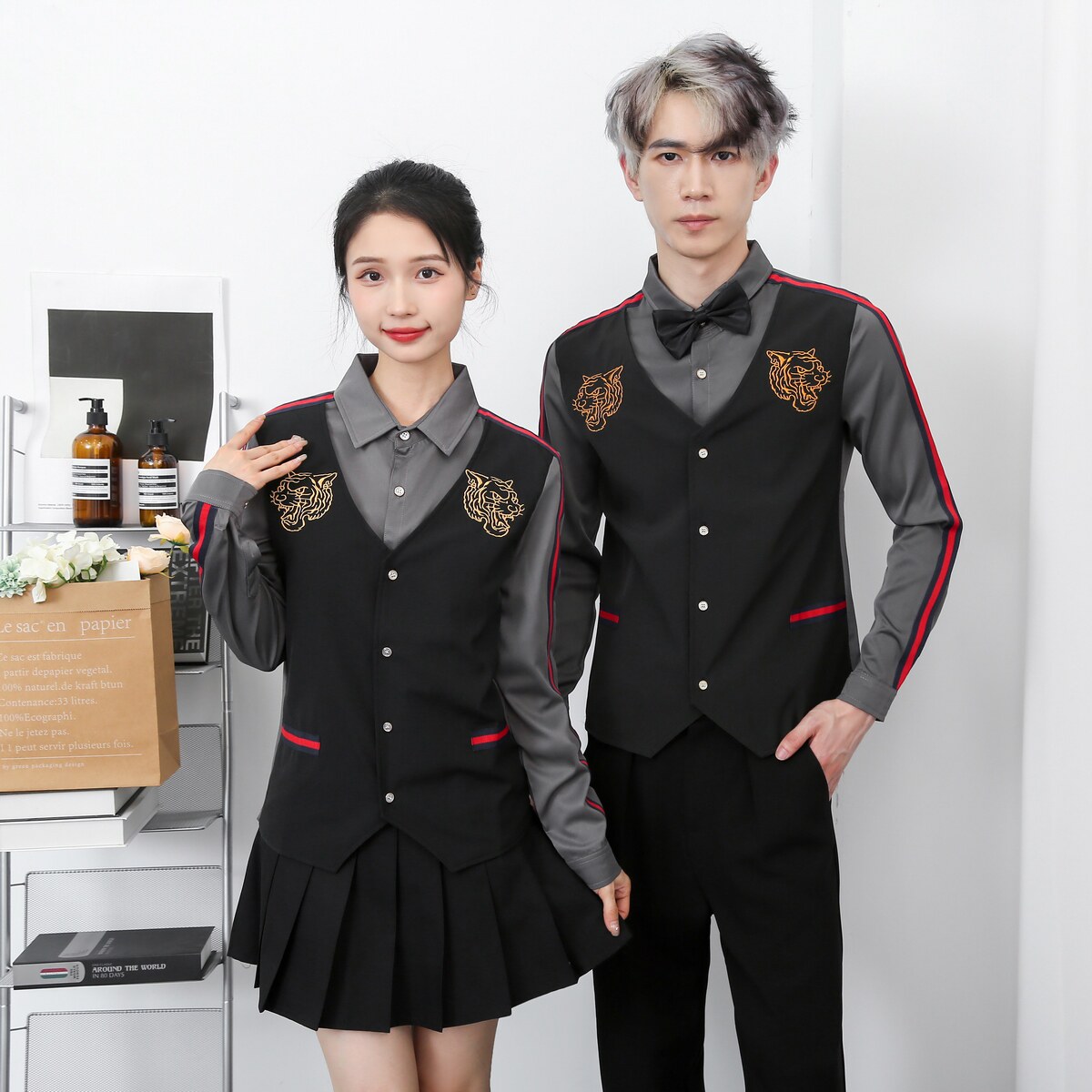 714-H654P55控69/2025春季修身假两件马甲工作服衬衫ktv酒吧制服,男装衬衫,星座714(原C313)