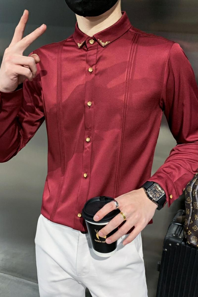 C314-9223P40/店主风2025春季男韩版精致男装衬衫修身简约衬衣,男装衬衫,星座714(原C313)