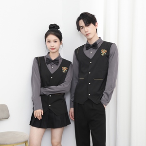 714-H667P55控69/2025秋发型师假两件台球城ktv工作服少爷衬衣图片