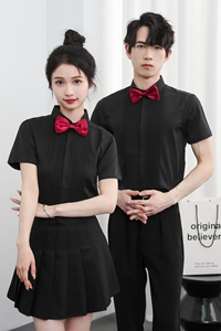 714-Y340P40控59/2025夏季短袖衬衫法师礼服修身伴郎主持服工作服图片