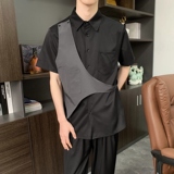 714-H3013P55控69/2025夏季日系发型师衬衫宽松假两件工作服制服，男装衬衫，星座714(原C313)