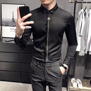C314-D616P45/自拍店主风2025春季韩版男工作服衬衫潮流衬衣S-5XL图片