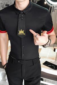 714-C630P40/英伦酒店2025夏季男士学生制服衬衫含领带衬衣S-5XL图片