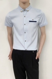 714-9215P30控49/2025夏季理发店餐厅KTV酒吧短袖衬衫工作服衬衣，男装T恤，星座714(原C313)