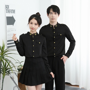 714-D610P45控65/2025春修身工作服衬衫空少制服酒吧发型师店服图片