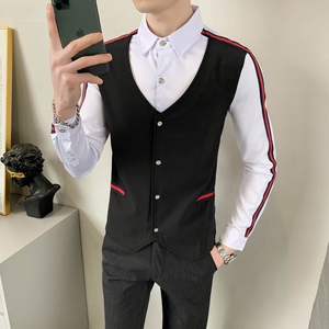 714-H677P55/店主风男士假两件衬衫撞色工作服衬衣修身装S-5XL,约会穿搭夏天男图片