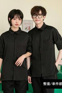 714-F636P50/2025情侣装酒吧餐厅美发厅工作服衬衫宽松日系S-5XL图片