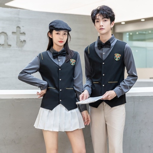 714-H667P55/2025情侣工作制服假两件衬衫衬衣S-5XL图片