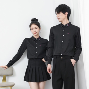 714-D05P45控65/2025秋季衬衫发型师餐厅酒店工作服长袖工装帅气图片