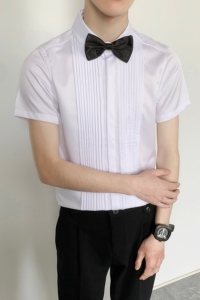 714-9340P40控59/2025夏短袖工作服衬衫修身ktv发型师衬衣礼服潮图片