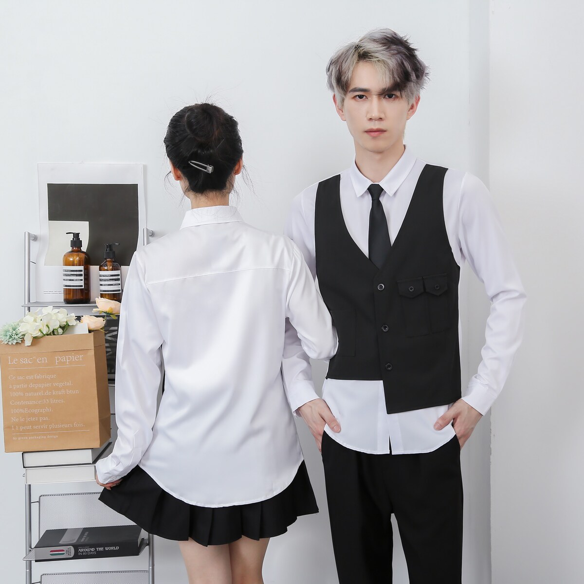 714-H657P55控69/2026秋季修身假两件工作衬衫ktv酒吧理发店制服,男装衬衫,星座714(原C313)