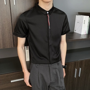 714-9330P35控55/2026夏短袖工作服衬衫修身ktv发型师衬衣潮流装图片