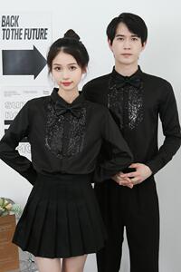 714-D605P45控65/2025春修身工作服衬衫亮片酒吧舞蹈迎宾制服图片