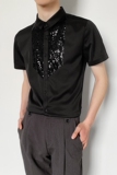 714-D3014P45控59/2025夏季短袖发型师衬衫修身工作服迎宾舞蹈服，男装T恤，星座714(原C313)