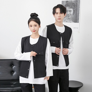 714-M3090P48控69/2025秋短款马甲无袖外套理发店制服餐厅工作服图片