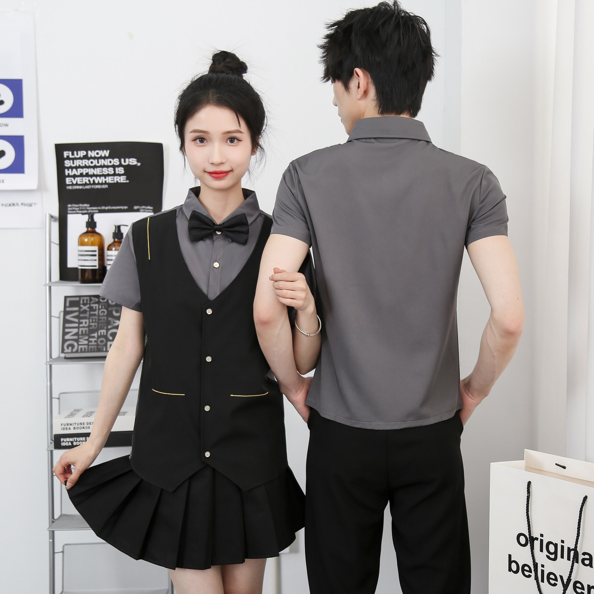 714-H669P55控79/2025新款夏装男女假两件ktv台球城流制服工作服,男装工装外套,星座714(原C313)