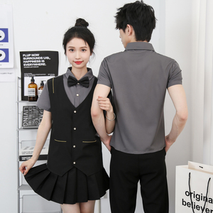 714-H669P55控79/2025新款夏装男女假两件ktv台球城流制服工作服图片