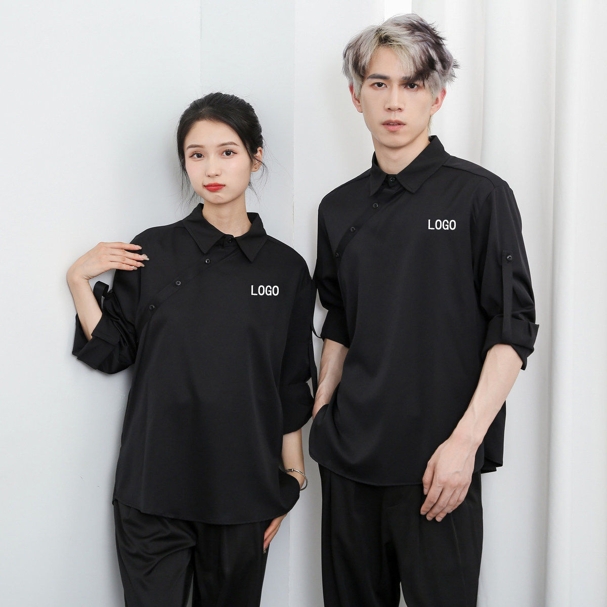 714-F3063P50控69/2025春季日系套头长袖工作服衬衫餐厅理发店潮，男装衬衫，星座714(原C313)